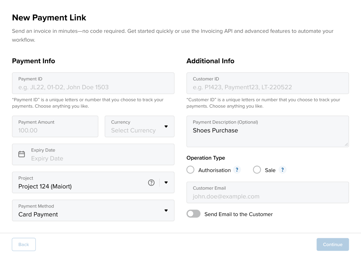 an illustration of a success message after creating a payment link