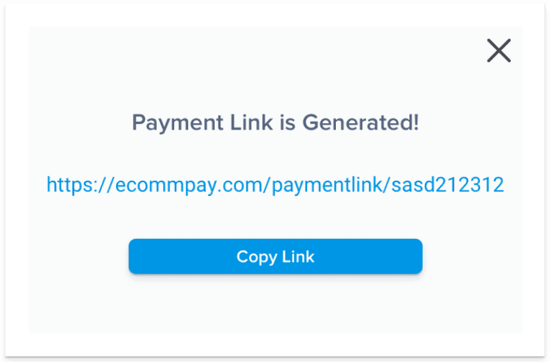 an illustration of a success message after creating a payment link