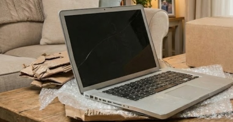 Example of an AI-modified image of a laptop ‘damaged in transit’ being used to commit refund fraud.